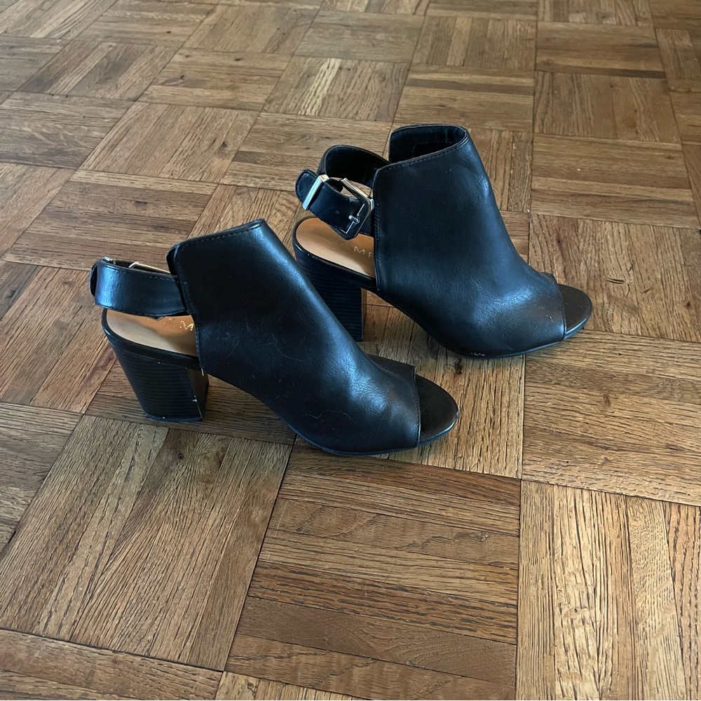 Rampage Black Open-Toe Ankle Booties